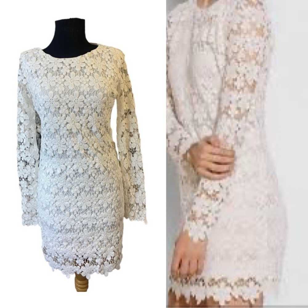 NWOT Oh My Love Long Sleeve Lace Midi Dress Size XS